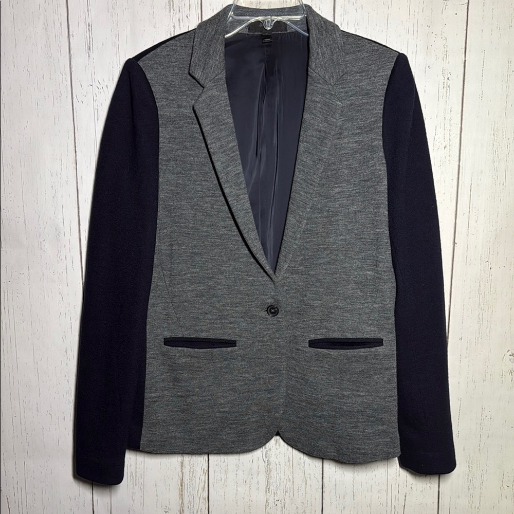 J. Crew Gray and Navy Two-Tone Wool Blend Blazer